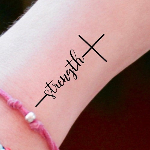 Strength Cross Temporary Tattoo - Etsy Strength Cross Temporary Tattoo - Etsy