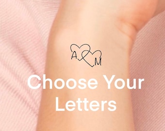 Custom Heart Temporary Tattoo / custom initials