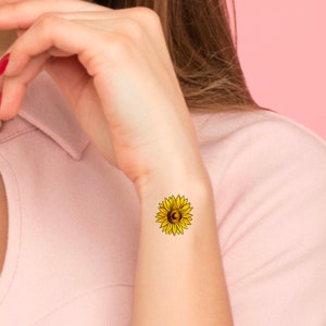 Sunflower Tattoo / Temporary Tattoo / floral tattoo / flower tattoo / small sunflower tattoo / wrist tattoo / color tattoo