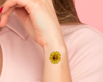 Sunflower Tattoo / Temporary Tattoo / floral tattoo / flower tattoo / small sunflower tattoo / wrist tattoo / color tattoo