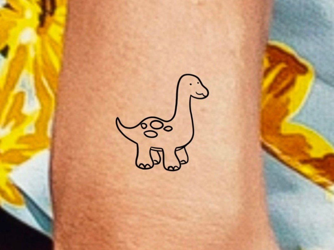 Small Dinosaur Tattoo / Dinosaur Outline Temp - Etsy