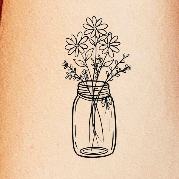 Floral Mason Jar Temporary Tattoo / flower tattoo / wildflowers tattoo