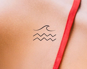 Wave Aquarius Temporary Tattoo