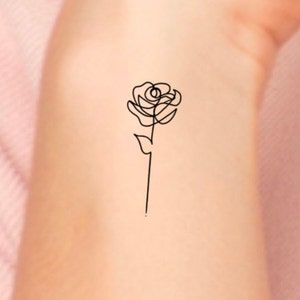 Rose Single Line Temporary Tattoo / small rose tattoo / flower tattoo / floral tattoo / small flower tattoo / wrist tattoo / continuous line