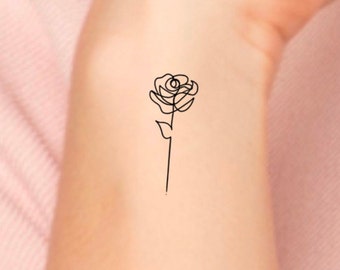 Rose Single Line Temporary Tattoo / small rose tattoo / flower tattoo / floral tattoo / small flower tattoo / wrist tattoo / continuous line