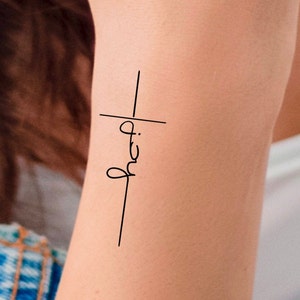 Joy Cross Temporary Tattoo / religious tattoo / cross tattoo / joy tattoo