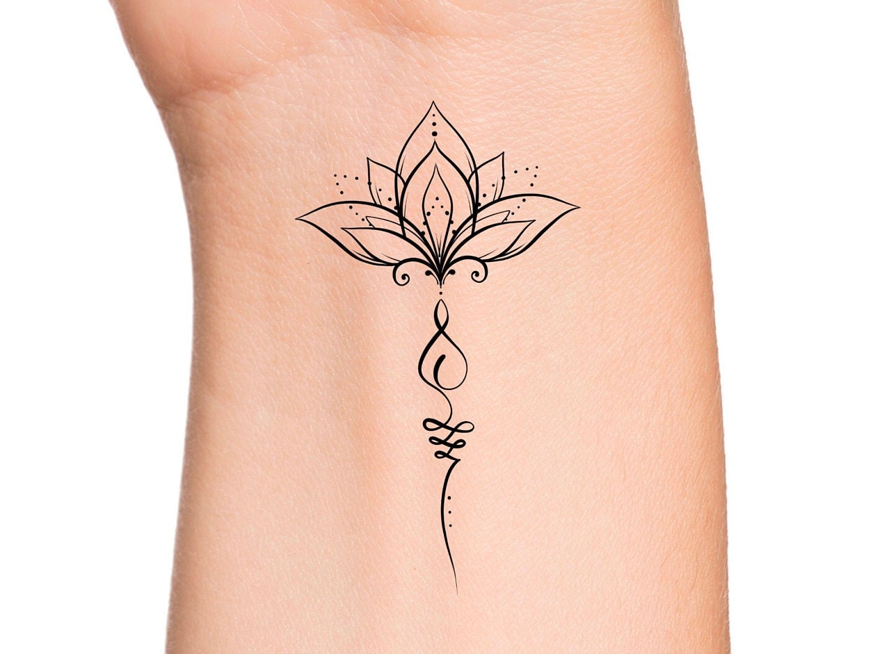 Lotus Unalome Temporary Tattoo / Small Lotus Tattoo / Floral - Etsy  Australia