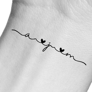 Custom Temporary Tattoo / Custom Heart Initials Temporary Tattoo