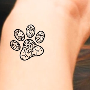 Paw Print Mandala Temporary Tattoo / dog print tattoo / animals temp tattoo