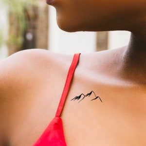 Mountain Temporary Tattoo / small mountain tattoo / little mountain tattoo / collarbone tattoo / shoulder tattoo / simple tattoo