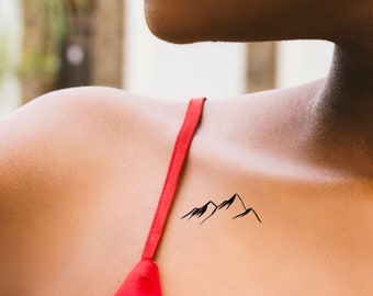 Tatuaggio temporaneo di montagna / piccolo tatuaggio di montagna / piccolo tatuaggio di montagna / tatuaggio della clavicola / tatuaggio della spalla / tatuaggio semplice