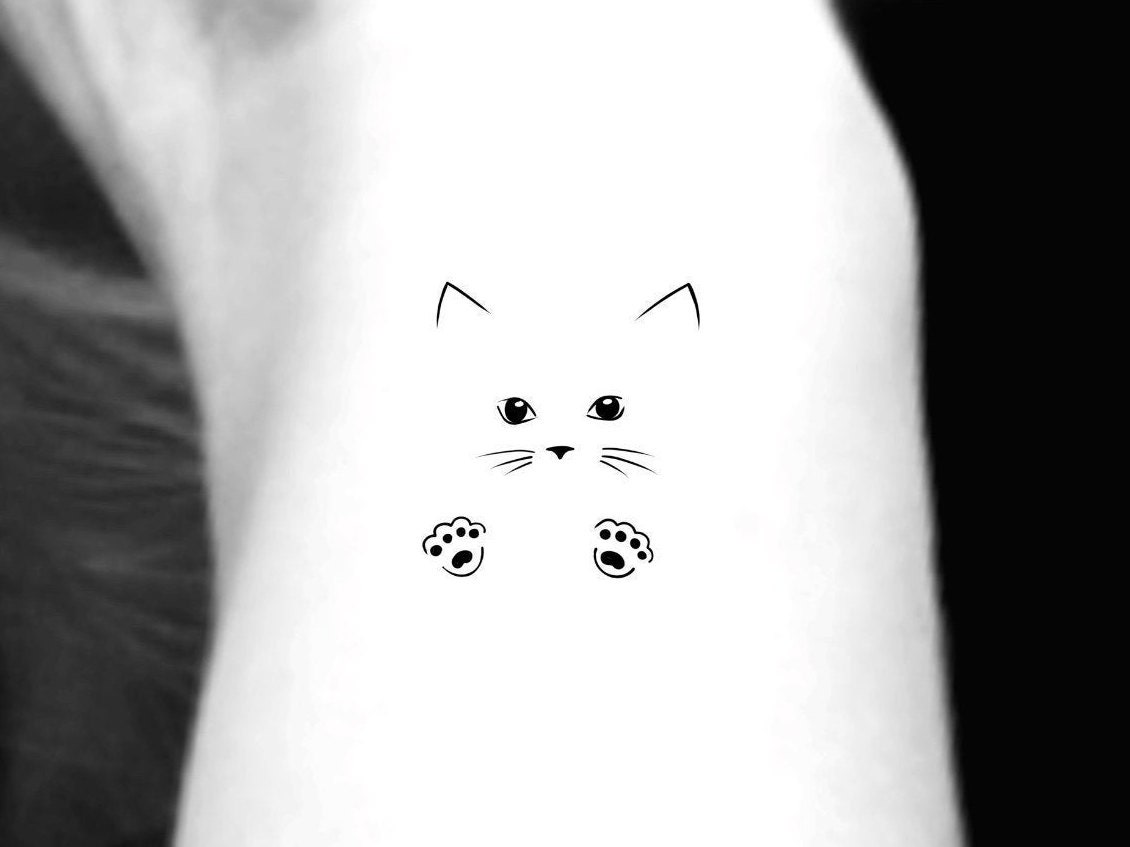 Cute Cat Temporary Tattoo Etsy