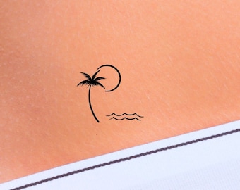 Palm Tree Wave Temporary Tattoo