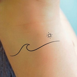 Wave Sun Temporary Tattoo