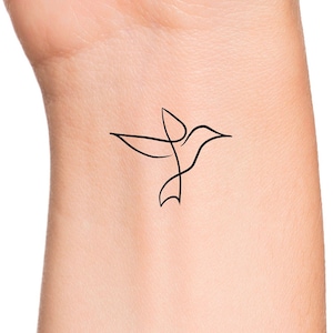 Small Hummingbird Silhouette Temporary Tattoo / hummingbird tattoo / bird tattoo / bird silhouette tattoo / hip tattoo / bikini tattoo