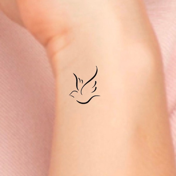 Dove Temporary Tattoo / small dove tattoo / bird tattoo / dove outline tattoo / tiny bird tattoo / love tattoo / religious tattoo