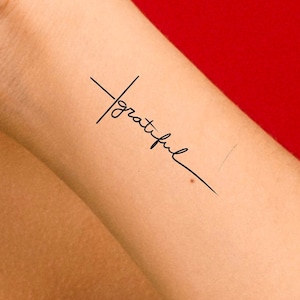 Grateful Cross Temporary Tattoo / religious tattoo / cross tattoo / faith tattoo