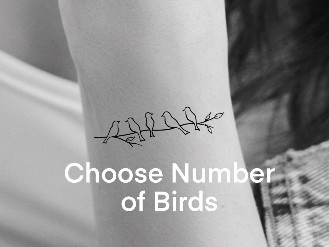 Birds on Branch Temporary Tattoo / Choose Your Number of Birds - Etsy