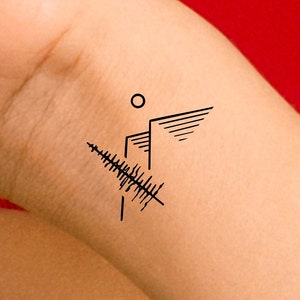Mountain Tree Temporary Tattoo / mountain outline tattoo / pine tree tattoo