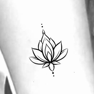 Lotus Temporary Tattoo / Lotus Tattoo / floral tattoo / flower temp tattoos / small lotus tattoo / lotus line tattoo