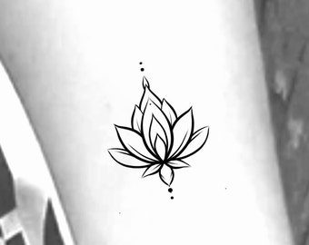 Lotus Temporary Tattoo / Lotus Tattoo / floral tattoo / flower temp tattoos / small lotus tattoo / lotus line tattoo