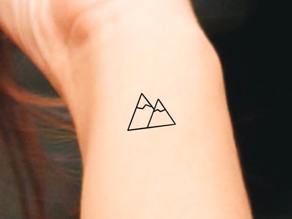 Little Mountains Sun Temporary Tattoo / Triangle Tattoo / Geometric Tattoo  - Etsy