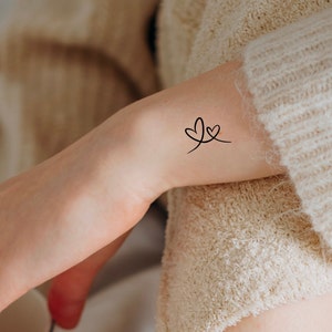 2 Hearts Temporary Tattoo / connecting hearts tattoo