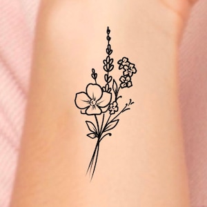 Lavender Wildflowers Temporary Tattoo