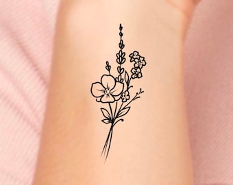 Lavender Wildflowers Temporary Tattoo