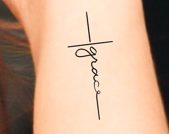 Grace Cross Temporary Tattoo / religious tattoo / cross tattoo