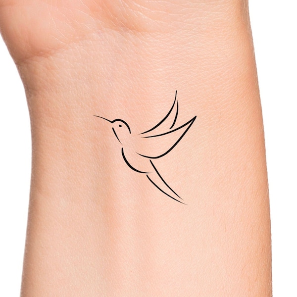 Hummingbird Temporary Tattoo / small bird tattoo