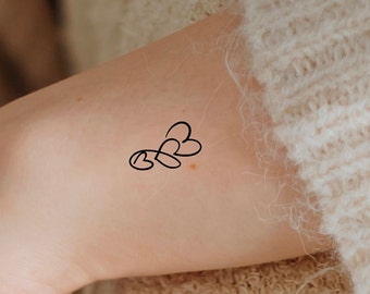 3 Connecting Hearts Temporary Tattoo