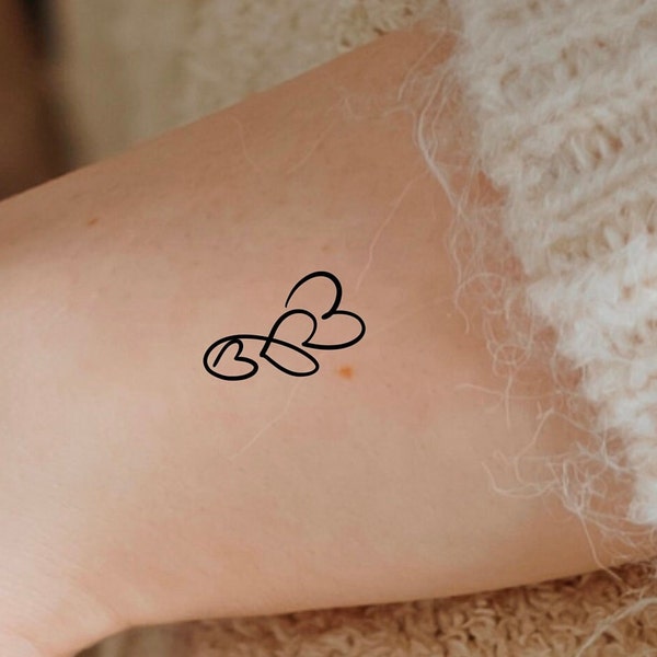 3 Connecting Hearts Temporary Tattoo