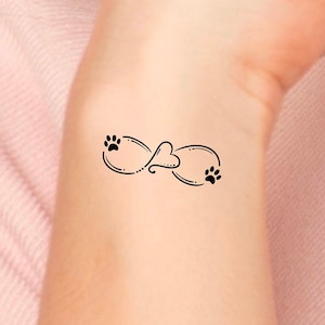Paw Print Infinity Heart Temporary Tattoo