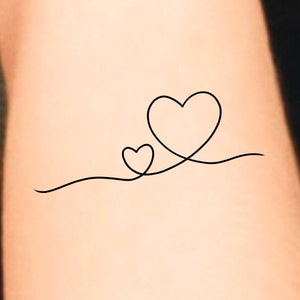 Hearts Line Temporary Tattoo / love tattoo / friendship tattoo / mother daughter tattoo