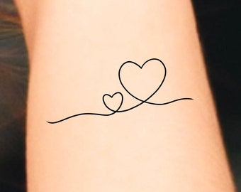 Hearts Line Temporary Tattoo / love tattoo / friendship tattoo / mother daughter tattoo