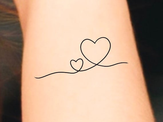 Hearts Line Temporary Tattoo / Love Tattoo / Friendship Tattoo ...