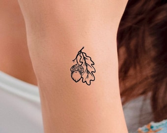 Acorn Leaf Temporary Tattoo