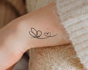 Butterfly Heart Temporary Tattoo