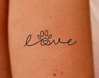 Dog Love Paw Print Temporary Tattoo