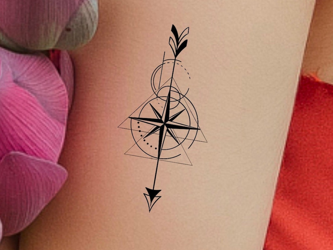 Tatouage Rose Des Vents Fleche Boussole Flèche Tatouage Temporaire - Etsy France