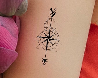 Compass Arrow Temporary Tattoo