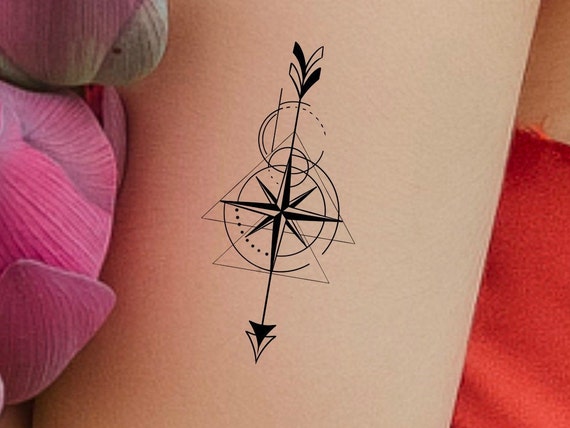 Minimalist Compass Temporary Tattoo - Set of 3 – Little Tattoos