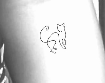 Cat Single Line Temporary Tattoo