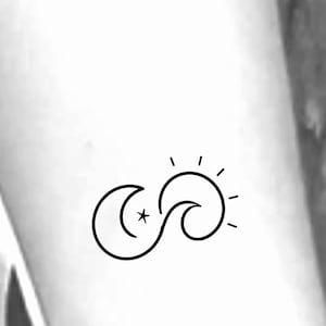 Sun Wave Moon Temporary Tattoo
