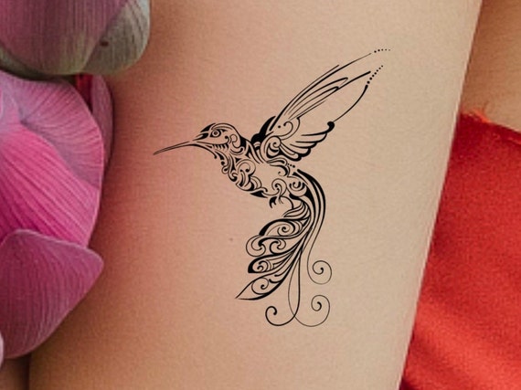 Hummingbird Temporary Tattoo / Tribal Tattoo / Bird Tattoo / - Etsy  Australia