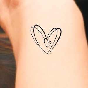 Hearts Outline Temporary Tattoo / heart tattoo / love tattoo / small heart tattoo