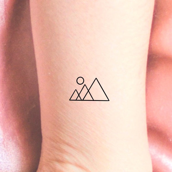 Little Mountains Sun Temporary Tattoo / triangle tattoo / geometric tattoo