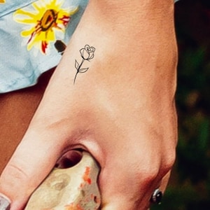 Small Rose Temporary Tattoo / flower tattoo / floral tattoo / rose outline tattoo / tiny rose tattoo / hand tattoo / wrist tattoo
