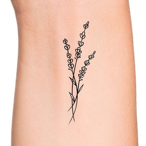 Lavender Temporary Tattoo / lavender outline tattoo / floral tattoo / flower tattoo / wildflower tattoo / small lavender tattoo